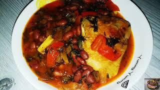 Куриное бедро с фасолью.