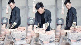 Chinese Strong Man Breaking Bricks | kungfu/ironpalm | Iron Palm Strongest Punch Training