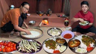 Wow Village Life Recipe: Papad Jhol & Beans Fry Recipe with Rice || Nepali Cooking Style