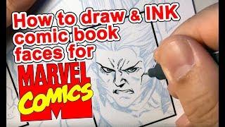 How to INK. draw & Ink comic book faces for Marvel Comics. X-Men Blue