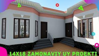 14 X 18  UY LOYIHASI  ZAMONAVIY  UY VIDEO OBZOR  3D MODEL #08