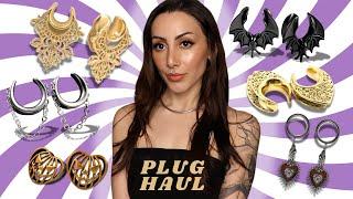 huge 00g plug haul  stone, spooky, gold + more for stretched ears!