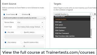 Demo: AWS CloudWatch Events Configuration by TrainerTests.com