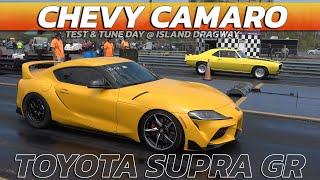 Toyota Supra GR vs Chevy Camaro Drag Race @ Island dragway