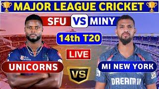 MI New York vs San Francisco Unicorns, 14th T20 | MINY vs SFU 14th Match Live Score & Commentary