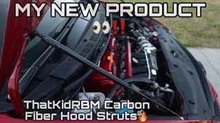 I HAVE MY OWN HOOD STRUTS! ThatkidRBM 8th Gen Civic Carbon Fiber Hood Struts Install