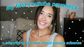 MY FIRST YOUTUBE PAYCHECK!! + Everything you need to know about GOOGLE ADSENSE!