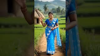 Desi Swag in Blue Saree  | Traditional Village Girl Look #shorts #ai #beautiful #viralvideo