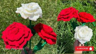 Como tejer una Rosa a crochet proceso super facil y rapido / @mariaslovelyhobbyamigurumis