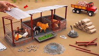 diy mini cemented animal farm house construction science project | cow shed project @sanocreator