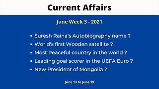 June Current Affairs 3 | Current Affairs Quiz | World Current Affairs 2021 | General Knowledge