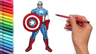 How to Draw Captain America - Marvel Avengers Superheroes Captain America and Thor Color Pages