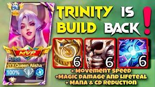 NEW ALICE PERFECT TRINITY BUILD TO GET MANIAC IN RANK GAME! | MUST TRY!!| PASSIVE ABUSE | MLBB