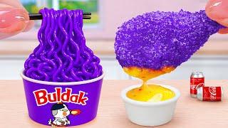 Best Korean Street Food  Delicious Miniature Fried Chicken and Buldak Noodles  Tina Mini Cooking