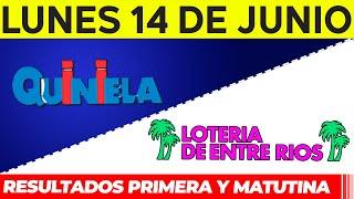 Quinielas Primera y matutina de Córdoba y Entre Rios Lunes 14 de Junio