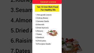 Top 10 Iron Rich Foods for our healthy life |General Science