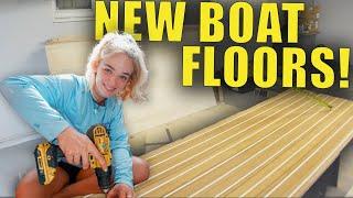Transforming Our Salvaged boat with NEW TEAK FLOORS Dive into our DIY Renovation Adventure! | ep.19