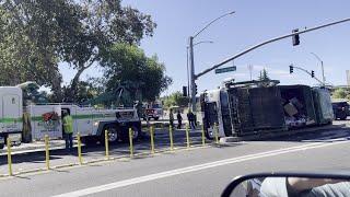 Garbage Truck Crashes In West Sacramento