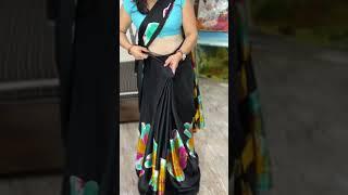 Satin saree draping with perfect pleats