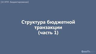 [Бюджетирование в 1С:УПП]: 2.1 Структура бюджетной транзакции (часть 1)