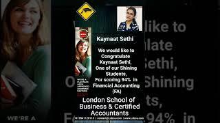 we would like to congratulate Kaynaat Sethi who scored 94% in FA| #proudmoments | #accaindia