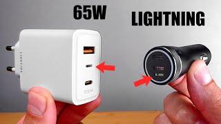 65W USB Type C Fast Charger for iPhone and Android with Lightning Port