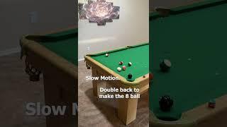 *KICK THE CUE BALL 2 RAILS TO MAKE THE 8 BALL. #billiardtricks #shorts #trickshot #trickshots