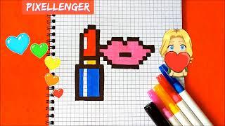 Как рисовать по клеточкам Губную помаду и Губы Простые рисунки How to Draw Pixel Art