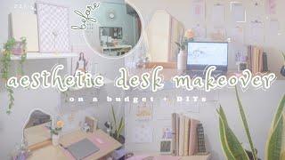 pastel study area |desk makeover & transformation | korean + pinterest inspired | shopee haul | DIY