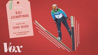 Why ski jumpers hold their skis in a V