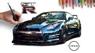 nissan GT-R realistic drawing (short)