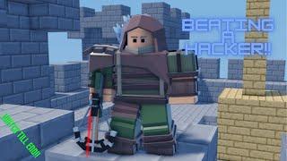 BEATING A *HACKER* IN Bedwars!! (roblox)