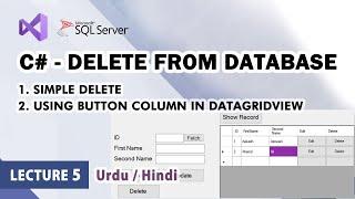 C# - Delete record from database | Deleting selected data | Delete row from datagridview SQL Server