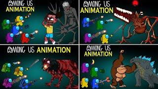 Among Us Animation vs. Amanda the Adventurer, Megahorn, SCP-4158, Godzilla, Kong | 어몽어스 좀비 애니메이션