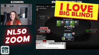 Zoom Poker Play and Explain with Alexandra at 50NL (BTS Student)