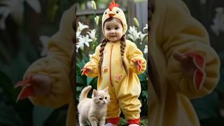 CUTE BABY GIRL KOSTUM AYAM #cute #baby #cutebaby #bayilucu #ayam #kucing
