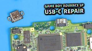 Game Boy Advance SP USB-C Repair Torn Traces