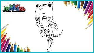 Coloring Catboy from PJ Masks - Easy Coloring Pages for Kids | Mix Coloring