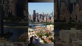 Long Island City in Queens with a view of Manhattan skyline across East River, New York City #shorts