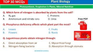 Botany MCQs | Part 1 | Most Important Questions | Biology MCQs for Competitive Exams | Science MCQs
