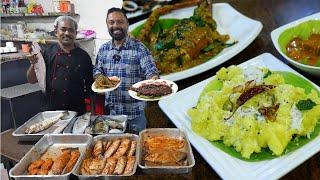 നീലക്കാലൻ കൊഞ്ചും പാൽ കരിമീനും | Blue legged prawns and milk karimeen from Samudra Changanassery