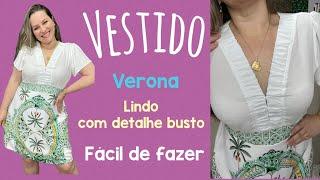 VESTIDO COM DETALHE BUSTO LASTEX COSTAS E MANGA SOLTINHA,corte e costura fácil #vestidos #dress #diy