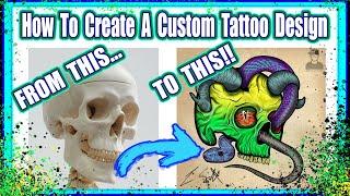 How To Create A Custom Tattoo Design! Full Tutorial, LINING, SHADING, COLOUR PACKING with Photoshop!