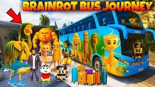 Shinchan & Franklin CRAZY Bus Vacation with Brainrot Animals  | GTA 5 Telugu Funny Moments