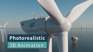 Photoreal wind power 3d animation with latest 3D technology