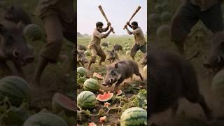 Farmers drive away wild boars#farm #farming  #satisfying #farmer #nature