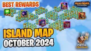 Mysterious Island October Map. Best reward, get 20 000 emeralds in Hero-Wars: Dominion Era.