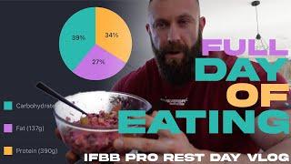 300lb IFBB PRO "Hobbybuilder" full day of eating VLOG (Rest day edition)