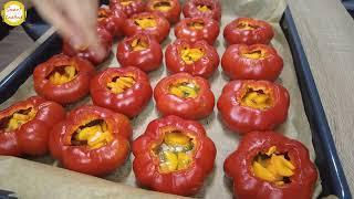 Stuffed pickled bell peppers! Easy oven recipe without sterilization!