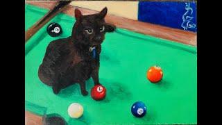 Cat On The Pool Table - Ms Mad Lemon Artwork